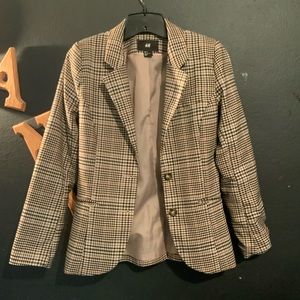 H&M brown plaid blazer